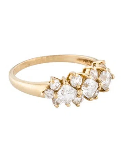 Pre-owned Ring 14k Cubic Zirconia Cluster  In Multi