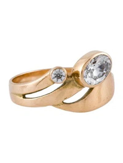 Pre-owned Ring 14k Cubic Zirconia Cocktail  In Multi