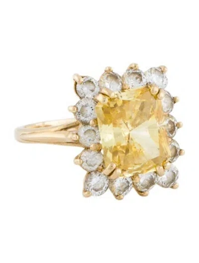 Pre-owned Ring 14k Cubic Zirconia Cocktail  In Multi