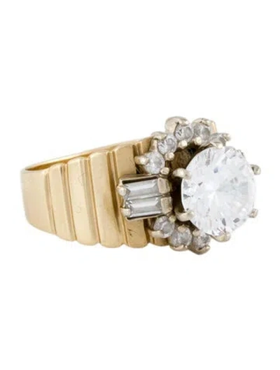Pre-owned Ring 14k Cubic Zirconia Cocktail  In Multi