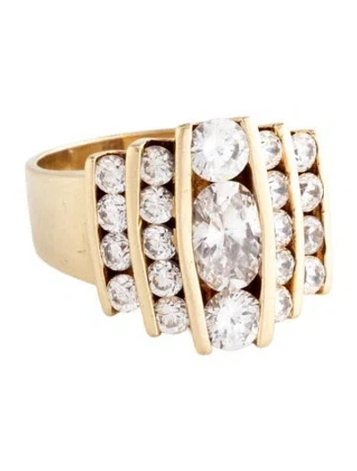 Pre-owned Ring 14k Cubic Zirconia Cocktail  In Multicolor