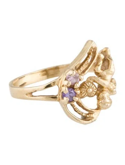 Pre-owned Ring 14k Cubic Zirconia Cupid W/bow Cocktail  In Multi