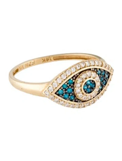 Pre-owned Ring 14k Cubic Zirconia Eye Cocktail  In Multi
