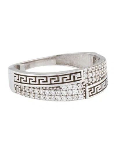 Pre-owned Ring 14k Cubic Zirconia Greek Key Band In Multi