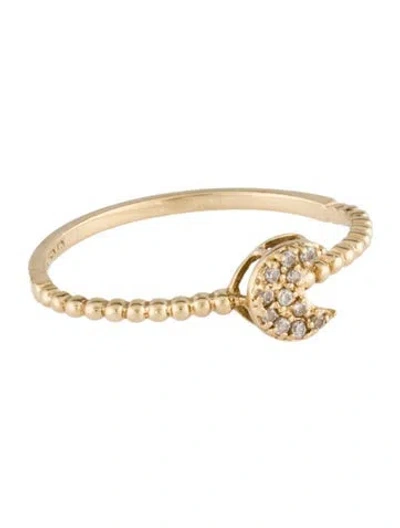 Pre-owned Ring 14k Cubic Zirconia Half Moon Cocktial  In Multi