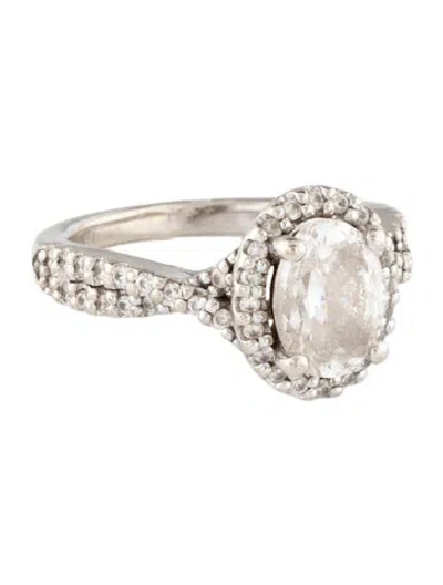Pre-owned Ring 14k Cubic Zirconia Halo Cocktail  In Multi