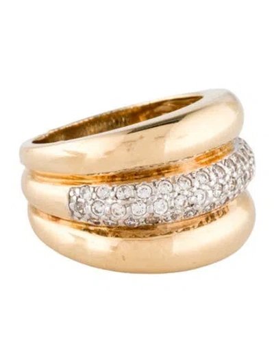 Pre-owned Ring 14k Cubic Zirconia Triple Row Cocktail Band  In Multi