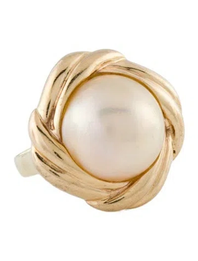 Pre-owned Ring 14k Cultured Mabé Pearl Cocktail  In Multi