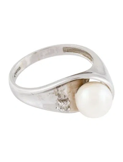 Pre-owned Ring 14k Cultured Pearl & Diamond Cocktail  In Multi