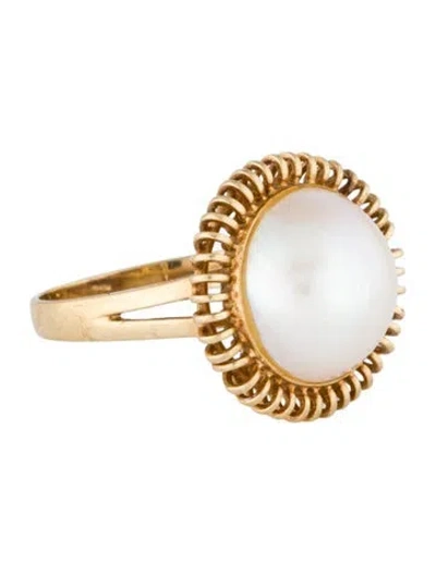 Pre-owned Ring 14k Cultured Pearl Cocktail  In Gold