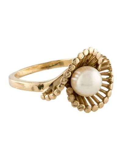 Pre-owned Ring 14k Cultured Pearl Cocktail  In Multi