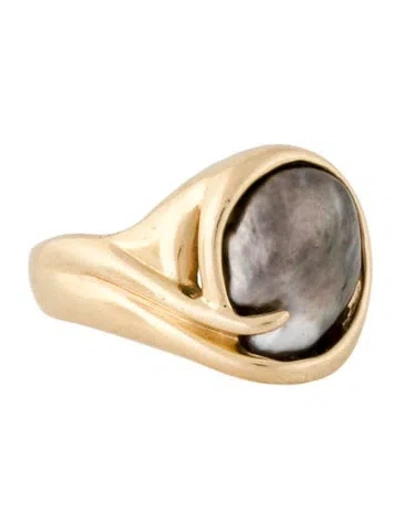 Pre-owned Ring 14k Cultured Pearl Organic Cocktail  In Multi