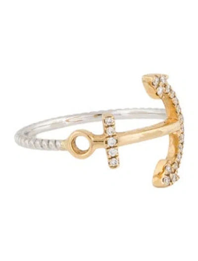 Pre-owned Ring 14k Diamond Anchor Cocktail  In Multi