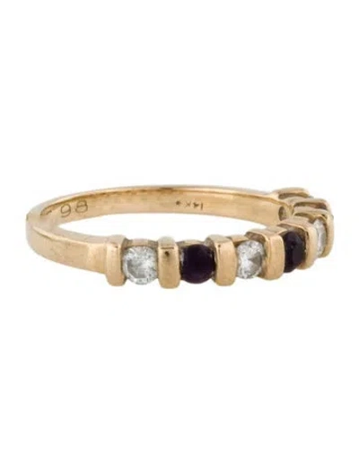 Pre-owned Ring 14k Diamond & Amethyst Band In Multi