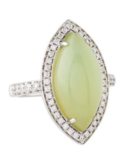 Pre-owned Ring 14k Diamond & Chalcedony Cocktail  In Multi