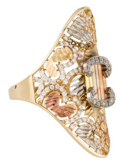 Pre-owned Ring 14k Diamond & Cubic Zirconia Cocktail  In Multi