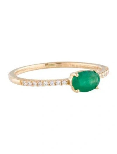 Pre-owned Ring 14k Diamond & Emerald Cocktail  In Multi