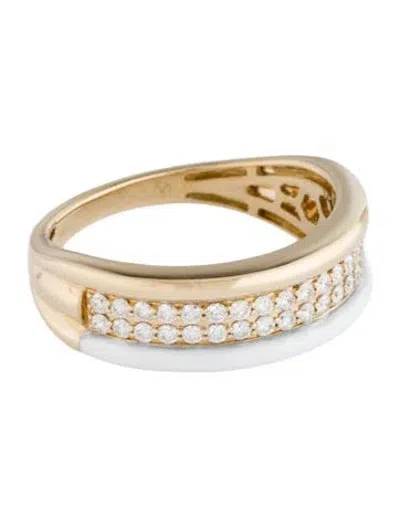 Pre-owned Ring 14k Diamond & Enamel Band  In White