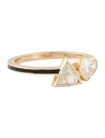 Pre-owned Ring 14k Diamond & Enamel Toi Et Moi  In Multi