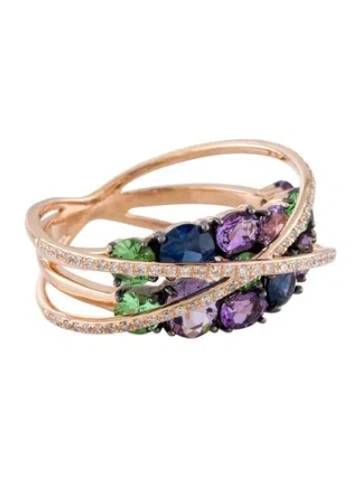 Pre-owned Ring 14k Diamond & Multi Stone Cocktail