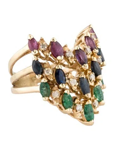 Pre-owned Ring 14k Diamond & Multistone Cocktail