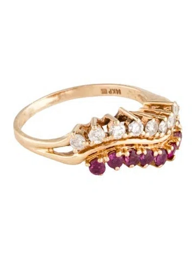 Pre-owned Ring 14k Diamond & Ruby Band In Multi