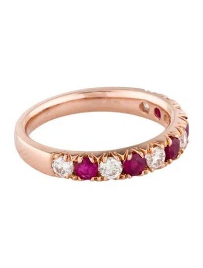 Pre-owned Ring 14k Diamond & Ruby Band In Multi