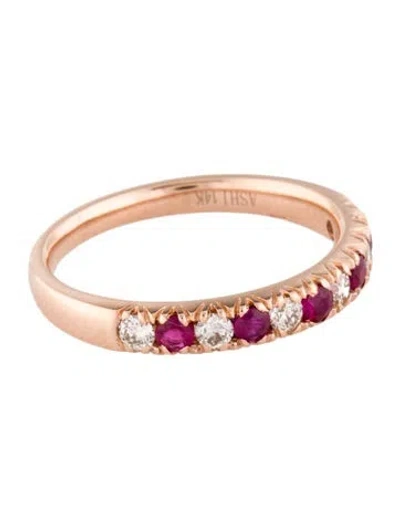Pre-owned Ring 14k Diamond & Ruby Band In Multi