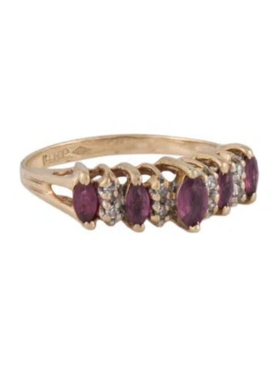 Pre-owned Ring 14k Diamond & Ruby Band  In Multi