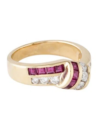 Pre-owned Ring 14k Diamond & Ruby Cocktail  In Multi