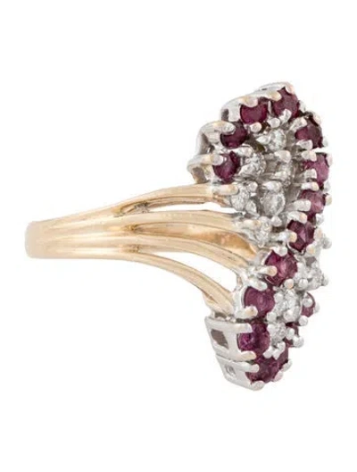 Pre-owned Ring 14k Diamond & Ruby Cocktail  In Multicolor