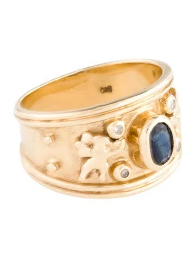 Pre-owned Ring 14k Diamond & Sapphire Band In Multi
