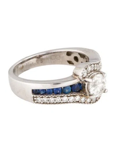 Pre-owned Ring 14k Diamond & Sapphire Cocktail  In Multi