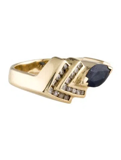 Pre-owned Ring 14k Diamond & Sapphire Cocktail  In Multi