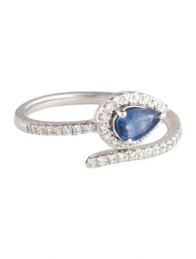 Pre-owned Ring 14k Diamond & Sapphire Cocktail  In Multicolor