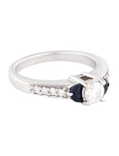 Pre-owned Ring 14k Diamond & Sapphire Cocktail  In Multicolor