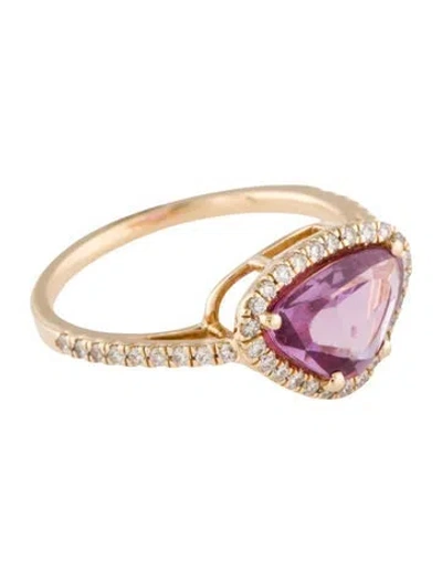 Pre-owned Ring 14k Diamond & Sapphire Cocktail  In Purple