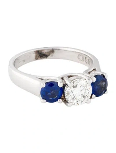 Pre-owned Ring 14k Diamond & Sapphire Engagement  In Multi
