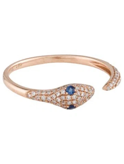 Pre-owned Ring 14k Diamond & Sapphire Snake Band In Multi
