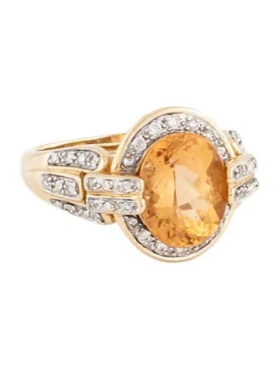 Pre-owned Ring 14k Diamond & Topaz Cocktail  In Multicolor