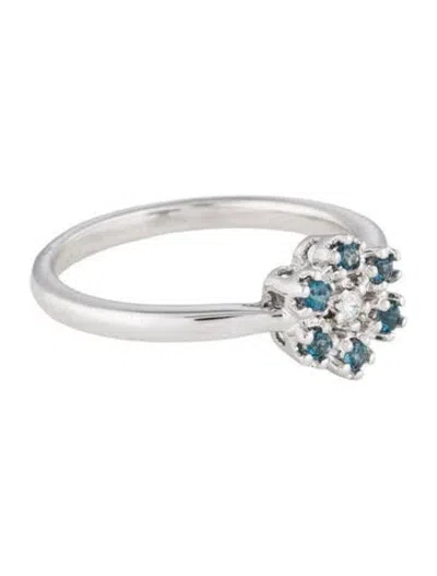 Pre-owned Ring 14k Diamond & Topaz Flower  In Multi