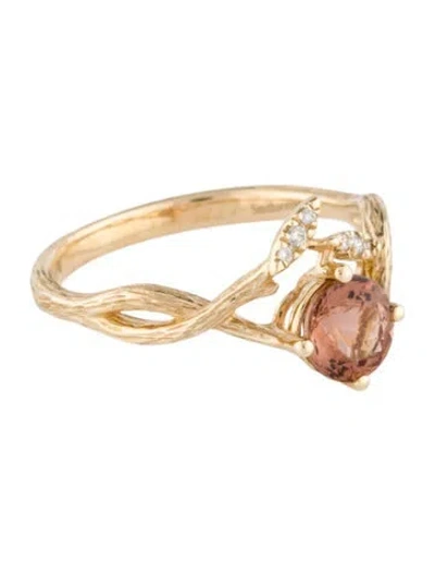 Pre-owned Ring 14k Diamond & Tourmaline Cocktail  In Multi