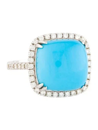 Pre-owned Ring 14k Diamond & Turquoise Cocktail  In Multi