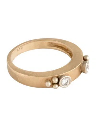 Pre-owned Ring 14k Diamond Bead Band  In Multicolor