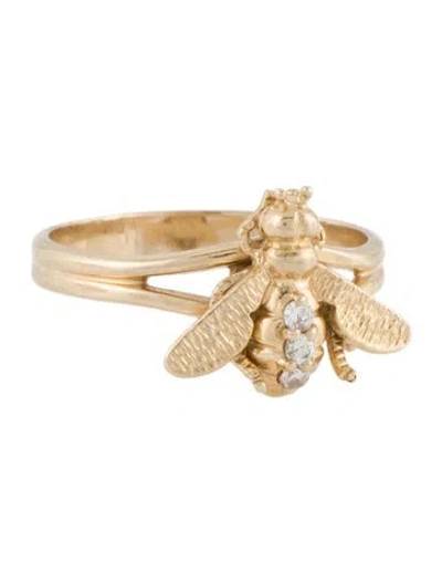 Pre-owned Ring 14k Diamond Bee Cocktail  In Multi
