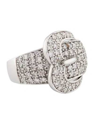 Pre-owned Ring 14k Diamond Buckle Cocktail  In Multi