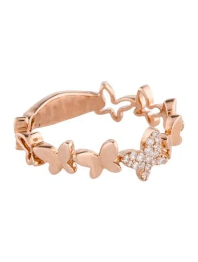 Pre-owned Ring 14k Diamond Butterfly Band In Multicolor