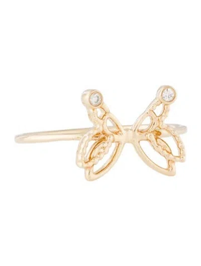 Pre-owned Ring 14k Diamond Butterfly  In Multi