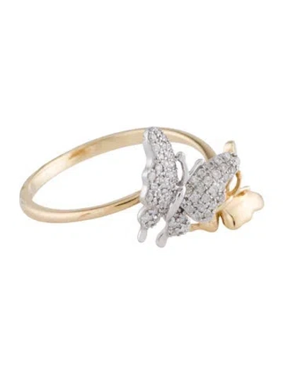 Pre-owned Ring 14k Diamond Butterfly  In Multicolor