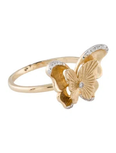 Pre-owned Ring 14k Diamond Butterfly  In Multicolor